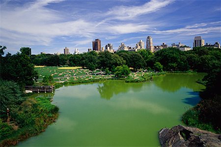 Vue d'ensemble du lac et la grande pelouse Central Park, New York, New York USA Photographie de stock - Rights-Managed, Code: 700-00069148