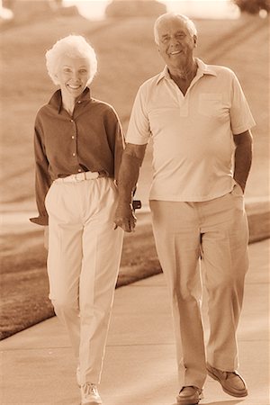 Portrait of Mature Couple Walking On Path, Holding Hands Stock Photo - Rights-Managed, Code: 700-00060876