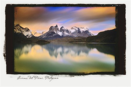 patagonia lakes and mountain ranges - Overview of Cuernos Del Paine Lake Pehoe, Torres Del Paine National Park, Patagonia, Chile Stock Photo - Rights-Managed, Code: 700-00060905