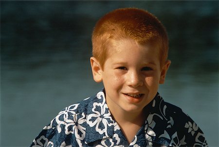 person in hawaiian shirt - Portrait of Boy near Water Stock Photo - Rights-Managed, Code: 700-00061657