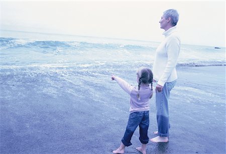 simsearch:700-00062714,k - Grandmother and Granddaughter Standing in Surf on Beach Stock Photo - Rights-Managed, Code: 700-00062711