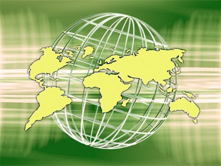 World Map and Wire Globe Stock Photo - Rights-Managed, Code: 700-00063165