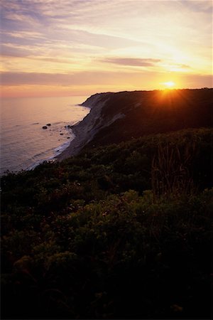 Übersicht über die Landschaft und die Küste bei Sonnenuntergang, Block Island, Rhode Island, USA Stockbilder - Lizenzpflichtiges, Bildnummer: 700-00074472