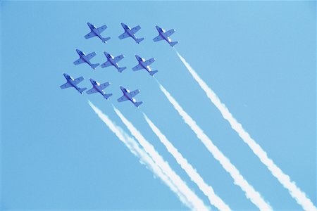 simsearch:700-02216601,k - Canadian Snowbirds Demonstration Toronto Air Show Toronto, Ontario, Canada Stock Photo - Rights-Managed, Code: 700-00076059