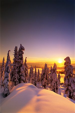 simsearch:700-03738780,k - Snow Covered Trees and Landscape At Sunset, Coast Mountains British Columbia, Canada Stock Photo - Rights-Managed, Code: 700-00076228