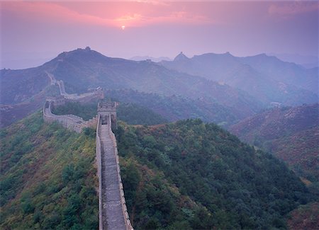 Great Wall at Sunset Jinshanling, China Fotografie stock - Rights-Managed, Codice: 700-00076486