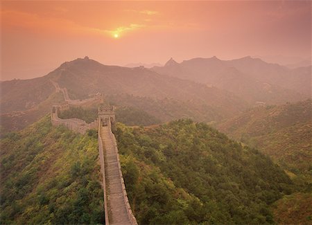 Great Wall at Sunset Jinshanling, China Fotografie stock - Rights-Managed, Codice: 700-00076487