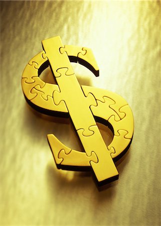 Gold Dollar Sign as Jigsaw Puzzle Foto de stock - Direito Controlado, Número: 700-00077462