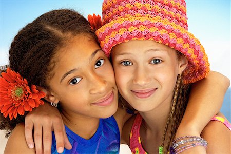 preteen black girl in bathing suit - Portrait of Two Girls Outdoors Stock Photo - Rights-Managed, Code: 700-00078106