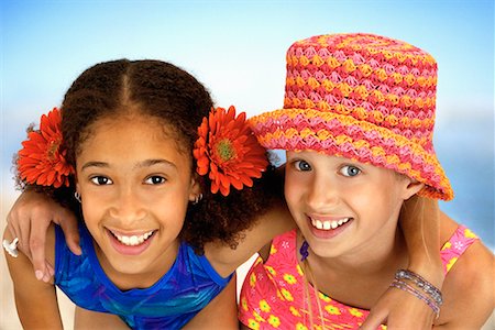 preteen black girl in bathing suit - Portrait of Two Girls in Swimwear Outdoors Stock Photo - Rights-Managed, Code: 700-00078107