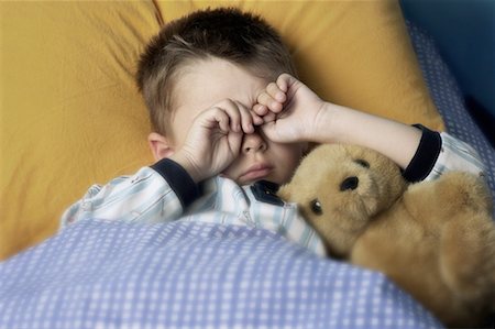 Boy Sleeping in Bed with Plush Toy Stock Photo - Rights-Managed, Code: 700-00078169