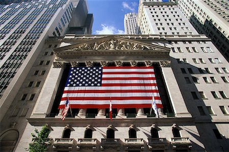 simsearch:600-07760315,k - New York Stock Exchange with American Flag New York, New York, USA Stock Photo - Rights-Managed, Code: 700-00078894