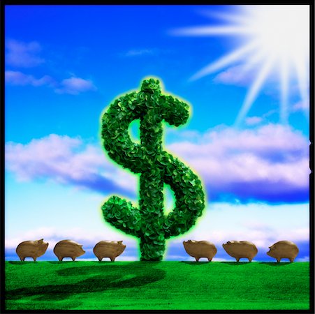 Pigs Standing by Large Dollar Sign Fotografie stock - Rights-Managed, Codice: 700-00079234