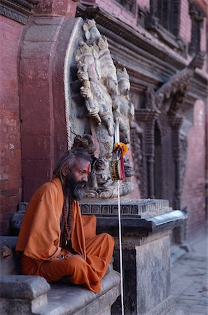 Sadhu Man Sitting in Patan's Dubar Square Kathmandu, Nepal Stock Photo - Rights-Managed, Code: 700-00079565