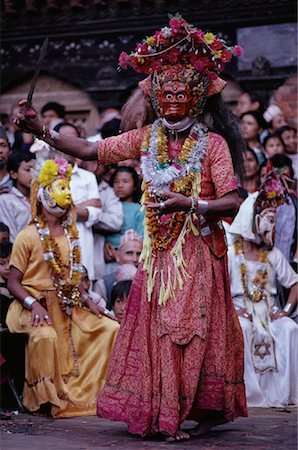 simsearch:700-00195917,k - Young Male Dancer in Chamunda Costume at Dasain Festival Kathmandu, Nepal Stock Photo - Rights-Managed, Code: 700-00079560