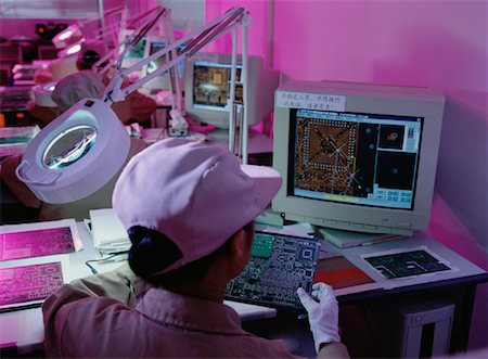 Workers in Computer Chip Manufacturing Facility China Stock Photo - Rights-Managed, Code: 700-00079617