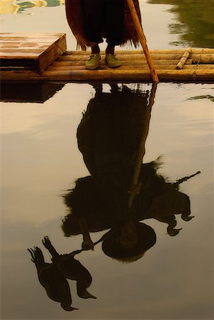 Reflection of Cormorant Fisherman On Water Yangshou, Guangxi Region, China Stock Photo - Rights-Managed, Code: 700-00079822
