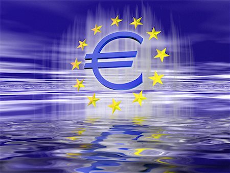 simsearch:700-00048353,k - Euro-Symbol und Sterne mit Reflexionen auf Wasser Stockbilder - Lizenzpflichtiges, Bildnummer: 700-00079984