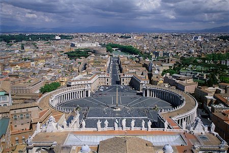 saint peter's square - Vue d'ensemble de la cité du Vatican carré de St. Peter, Rome, Italie Photographie de stock - Rights-Managed, Code: 700-00071084