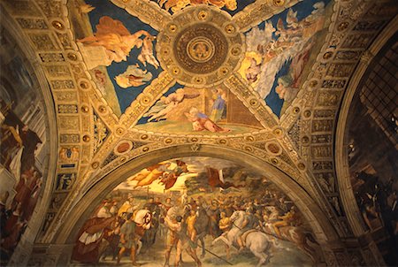 En regardant vers le haut plafond dans les musées du Vatican, cité du Vatican, Rome, Italie Photographie de stock - Rights-Managed, Code: 700-00071092