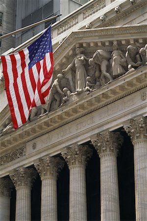 New York Stock Exchange and American Flag New York, New York, USA Foto de stock - Con derechos protegidos, Código: 700-00071526