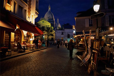 sidewalk cafes night images paris - Espace Salvador Dali at Night Montmartre, France Stock Photo - Rights-Managed, Code: 700-00071790