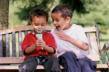 excited ice cream - Two Boys on Park Bench with Ice Cream Cone Stock Photo - Rights-Managed, Code: 700-00072109