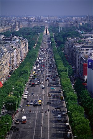 Overview of City and Champs Elysees, Paris, France Foto de stock - Con derechos protegidos, Código: 700-00072359