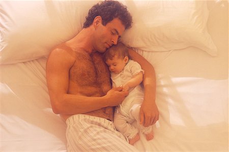 simsearch:700-00073256,k - Father Lying on Bed with Baby Stock Photo - Rights-Managed, Code: 700-00073037