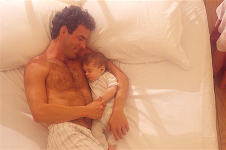 simsearch:700-00073256,k - Father Lying on Bed with Baby Stock Photo - Rights-Managed, Code: 700-00073038