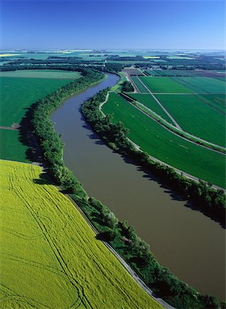 Aerial View of Field Crops and Assiniboine River, Portage la Prairie, Manitoba, Canada Stock Photo - Rights-Managed, Code: 700-00073169