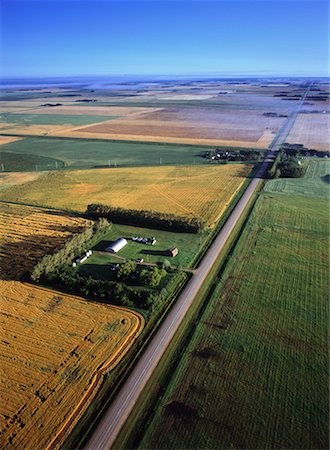 Aerial View of Farmland and Road Beausejour, Manitoba, Canada Stock Photo - Rights-Managed, Code: 700-00073172