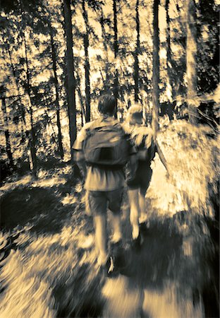 simsearch:700-00066241,k - Back View of Couple Hiking Through Forest, Belgrade Lakes Maine, USA Foto de stock - Con derechos protegidos, Código: 700-00073339