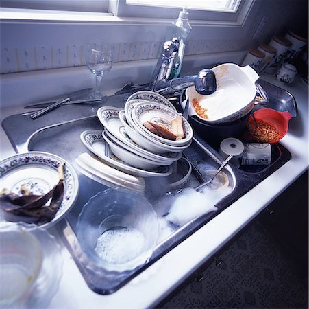 dirty dish stack - Dirty Dishes in Sink Stock Photo - Rights-Managed, Code: 700-00084089