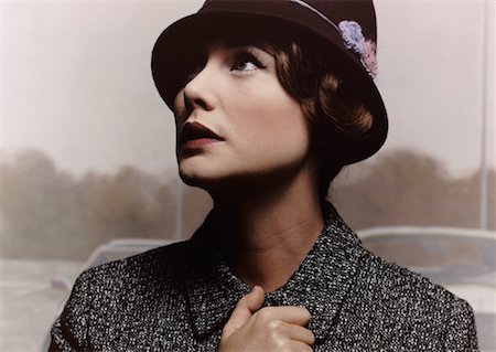 Woman Wearing Hat and Jacket in Parking Lot Stock Photo - Rights-Managed, Code: 700-00084902
