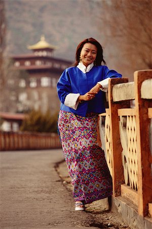 Portrait of Woman Standing on Bridge Thimpu, Bhutan Stock Photo - Rights-Managed, Code: 700-00085145