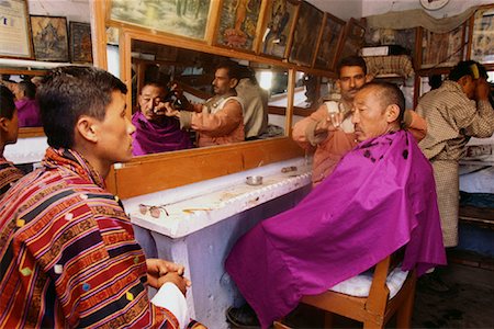 Men in Barber Shop in Downtown Thimpu, Bhutan Stock Photo - Rights-Managed, Code: 700-00085141