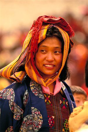 punakha dzong - Portrait de femme au Bhoutan Festival Punakha Dromche Photographie de stock - Rights-Managed, Code: 700-00085189
