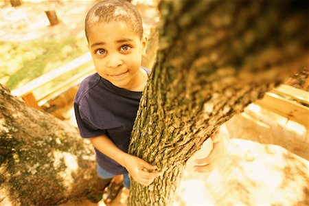 Portrait of Boy Standing on Treehouse Stock Photo - Rights-Managed, Code: 700-00085431