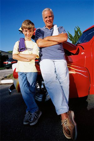 simsearch:700-00086253,k - Portrait of Grandfather and Grandson Leaning on Hot-Rod Stock Photo - Rights-Managed, Code: 700-00086251