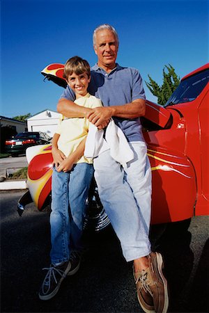 simsearch:700-00086253,k - Portrait of Grandfather and Grandson Leaning on Hot-Rod Stock Photo - Rights-Managed, Code: 700-00086252