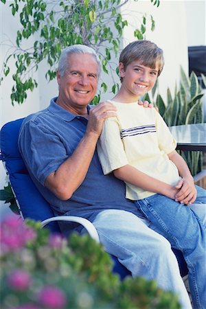 simsearch:700-00086253,k - Portrait of Grandfather and Grandson Sitting on Chair Outdoors Stock Photo - Rights-Managed, Code: 700-00086253