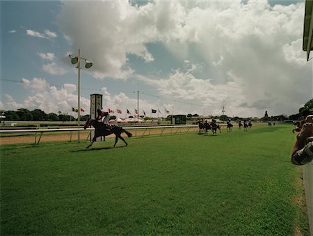 runners crossing the finish line - Horse and Jockey Crossing Grass Track Finish Line Stock Photo - Rights-Managed, Code: 700-00086594