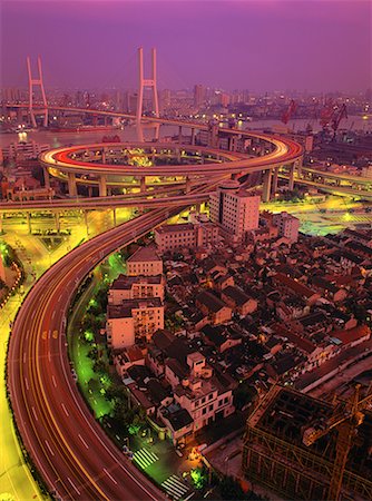 elevated view of shanghai highway - Shanghai at Night China Stock Photo - Rights-Managed, Code: 700-00087119