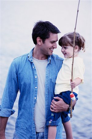 pictures of dad and daughter fishing - Father and Daughter with Fishing Rod Stock Photo - Rights-Managed, Code: 700-00087365