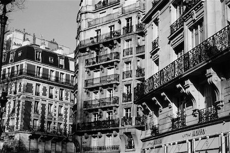 paris in black and white - Apartment Buildings Paris, France Stock Photo - Rights-Managed, Code: 700-00087777