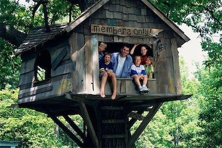 Father and Children in Tree House Stock Photo - Rights-Managed, Code: 700-00088817