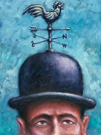 Man with Weathervane on Hat Stock Photo - Rights-Managed, Code: 700-00089059