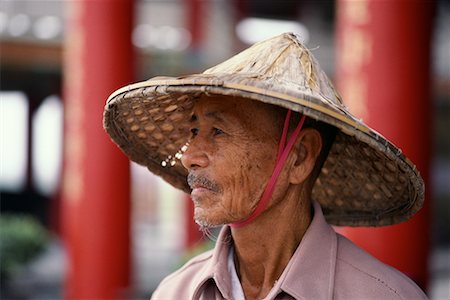 Mature Man Wearing Hat at Ma Tsu Temple, Deer Ear Gate, Tainan Taiwan Stock Photo - Rights-Managed, Code: 700-00080191