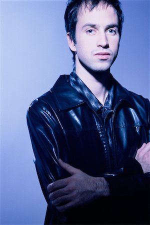 Portrait of Man Wearing Leather Jacket Fotografie stock - Rights-Managed, Codice: 700-00080363